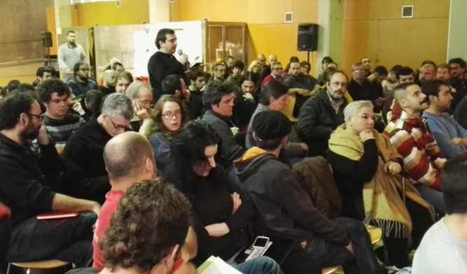 La reunión de este domingo, donde se resolvió no apoyar investidura de Mas (Foto: Twitter CUP)
